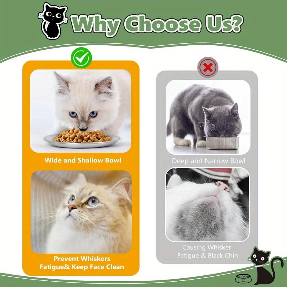 2pcs Stainless Steel Cat Food Bowls