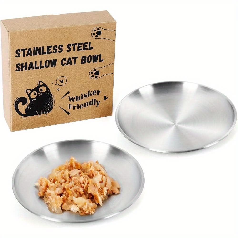 2pcs Stainless Steel Cat Food Bowls