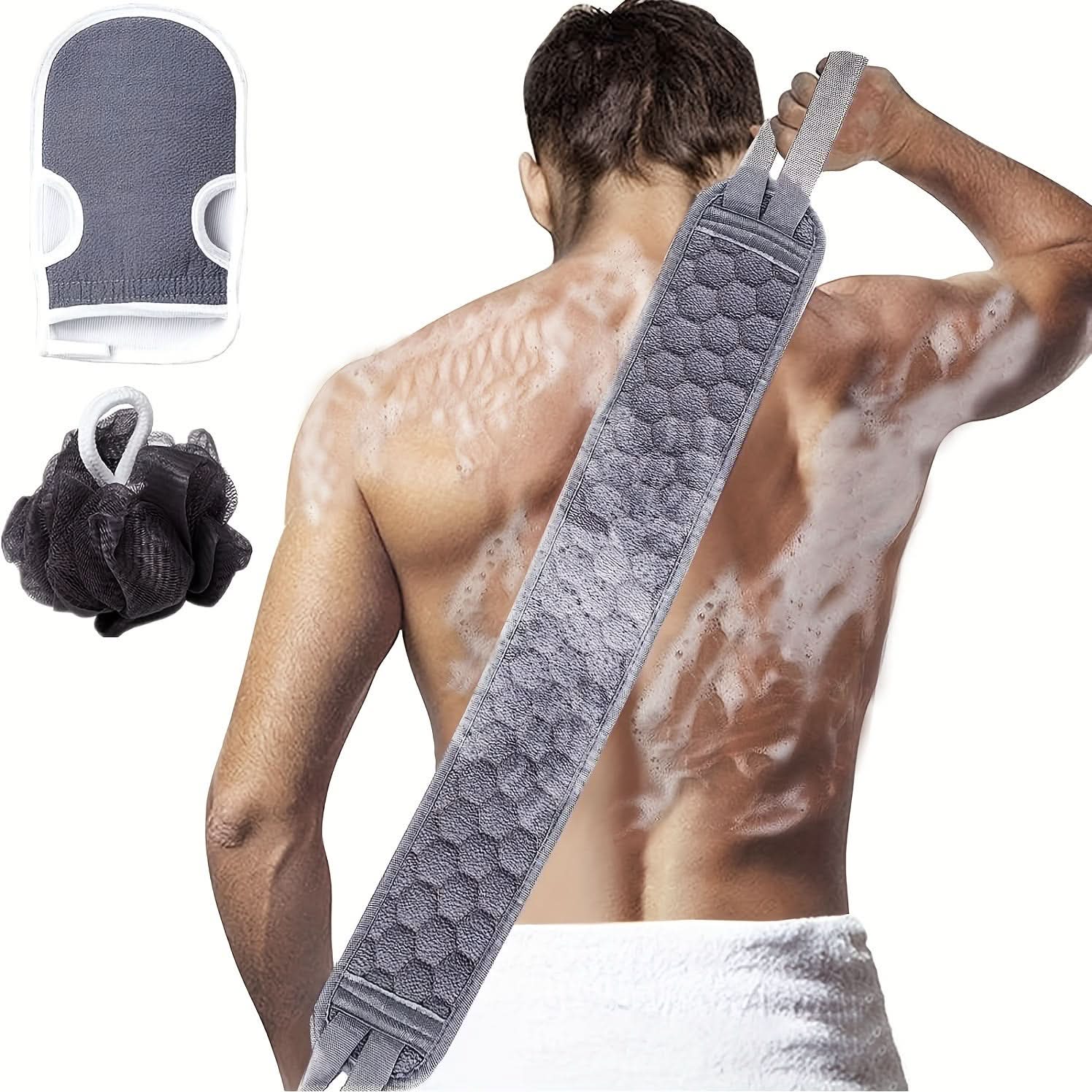 3pcs Bath Exfoliating Kit – Soft Loofah Sponge, Bath Glove, Exfoliating Washcloth