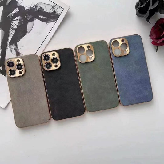 Faux Leather Gold Frame Phone Case