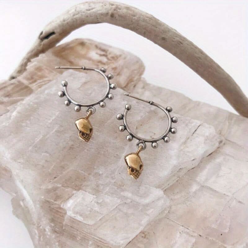 Vintage Skull Ball Gothic Earrings Set