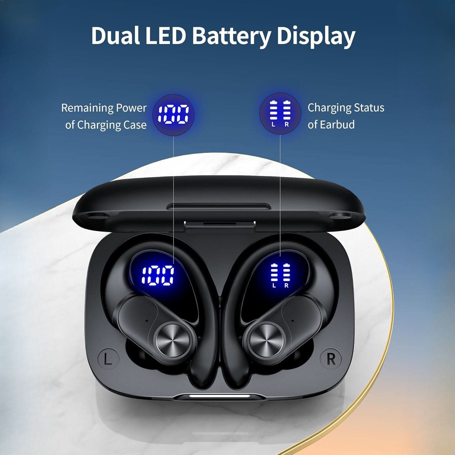 80 Hours Playtime Wireless Headset with Digital Display