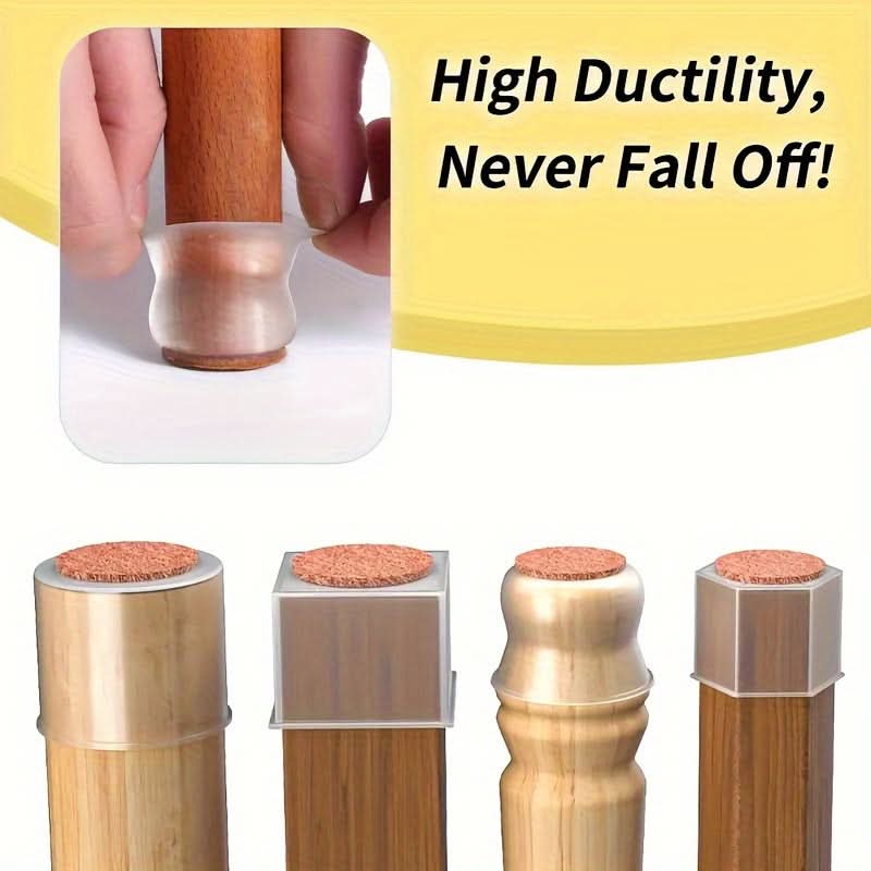 Silicone Felt Chair Leg Protectors - Floor Protection & Noise Reduction (Set of 12 pcs.)