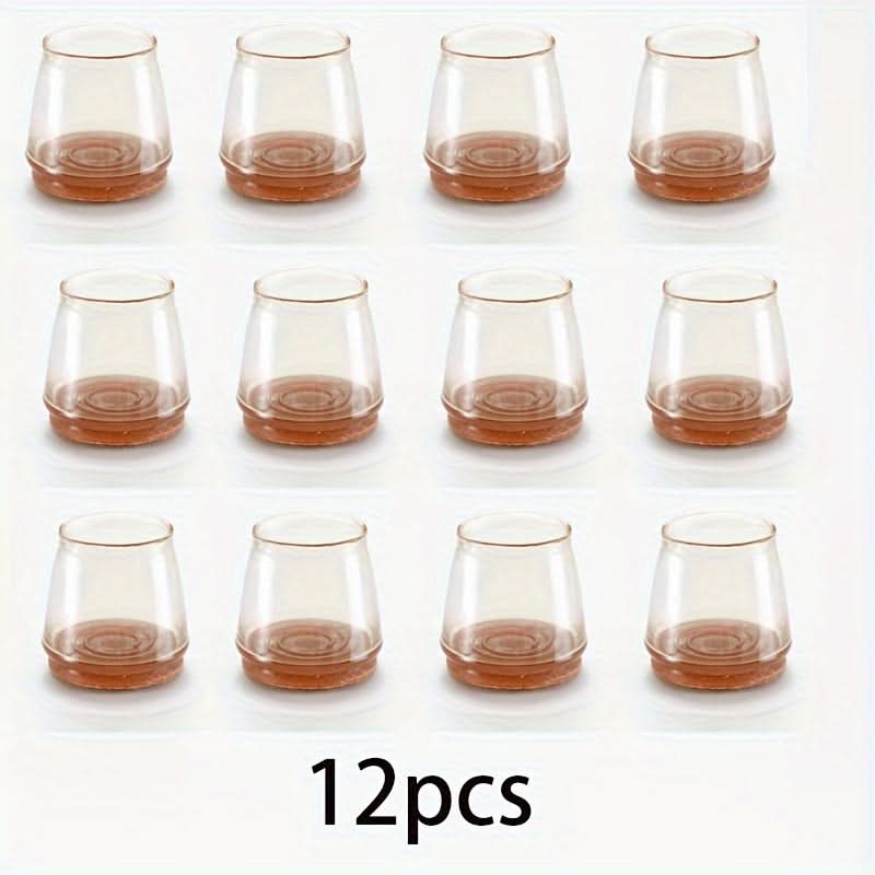 Silicone Felt Chair Leg Protectors - Floor Protection & Noise Reduction (Set of 12 pcs.)