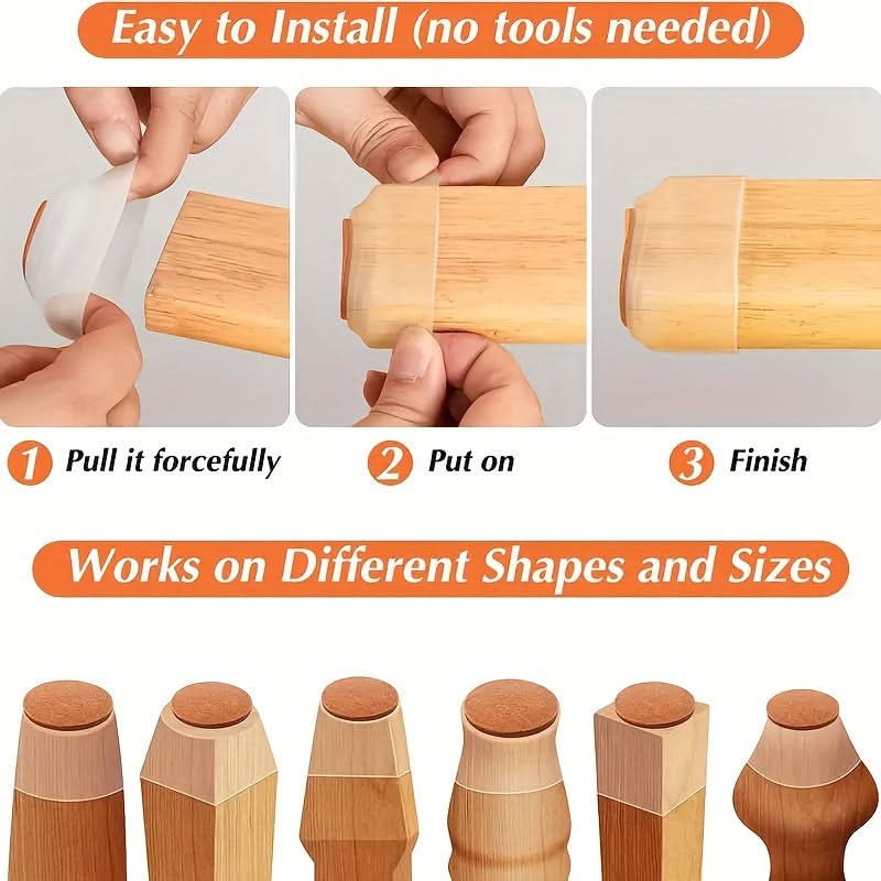 Silicone Felt Chair Leg Protectors - Floor Protection & Noise Reduction (Set of 12 pcs.)