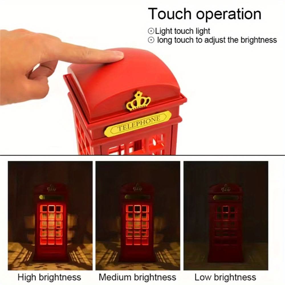 Vintage LED Telephone Booth Lamp – Touch-Control Dimmable Light