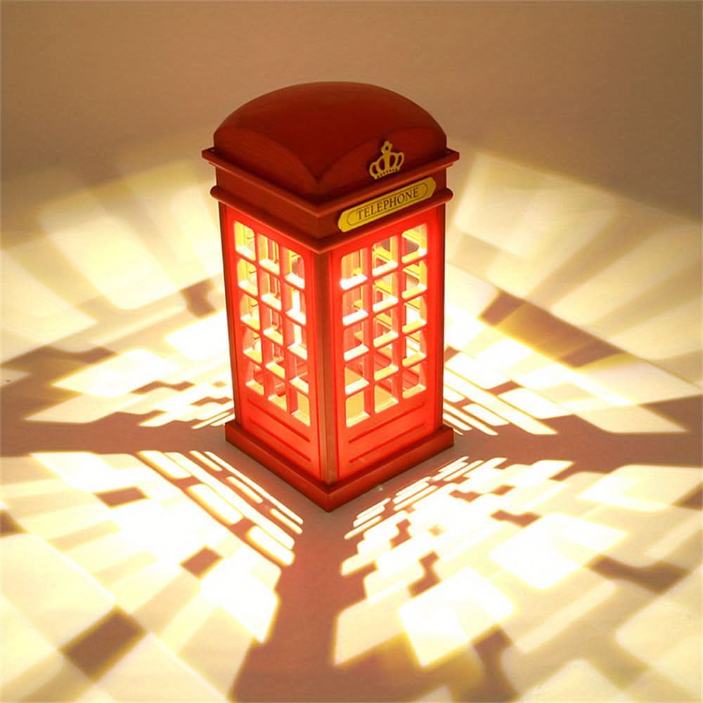 Vintage LED Telephone Booth Lamp – Touch-Control Dimmable Light