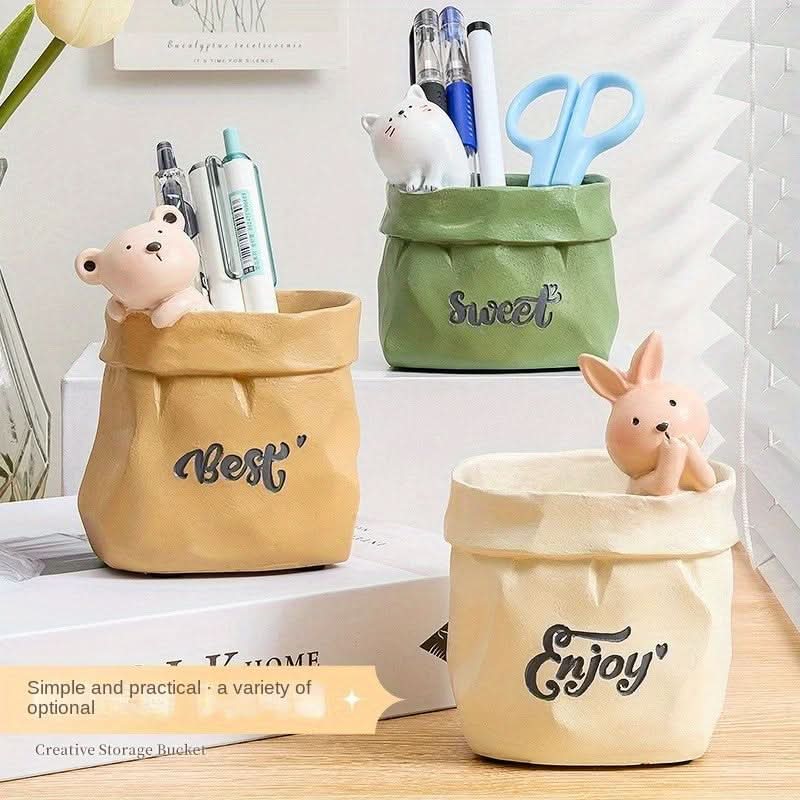 Rabbit Desk Pen Holder Organizer Decor