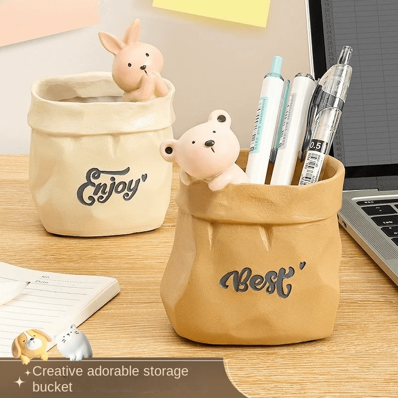 Rabbit Desk Pen Holder Organizer Decor