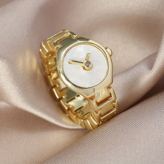 Creative Watch Design Yellow Alloy Ring