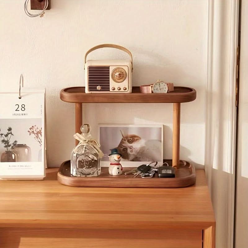 Multifunctional 2-Tier Wooden Desktop Organizer Set
