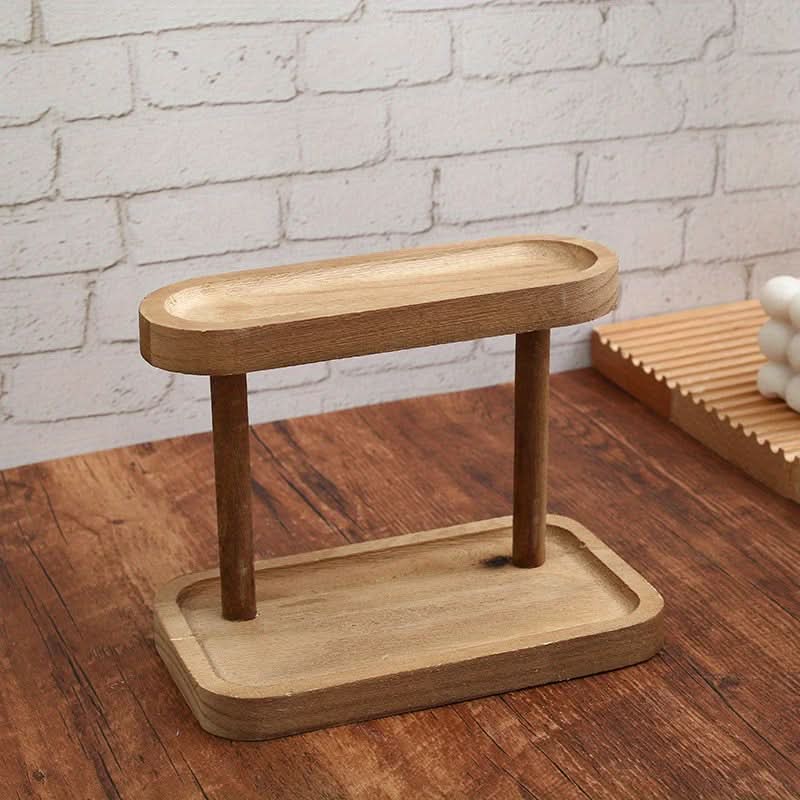Multifunctional 2-Tier Wooden Desktop Organizer Set