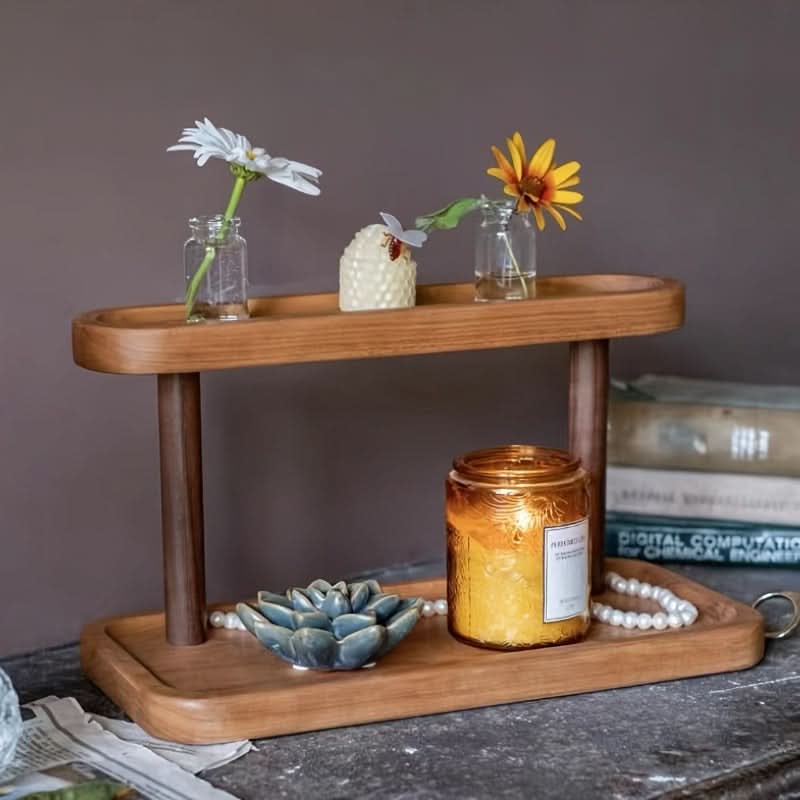 Multifunctional 2-Tier Wooden Desktop Organizer Set