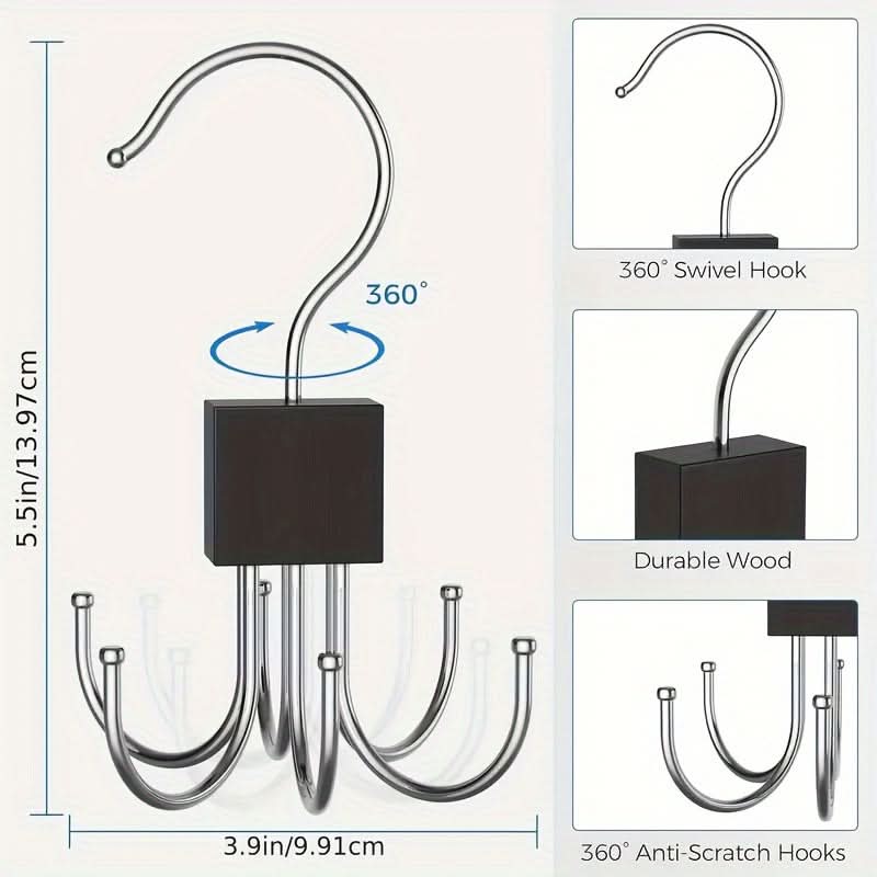 360° Rotating Belt Hanger – Durable Metal Organizer for Belts