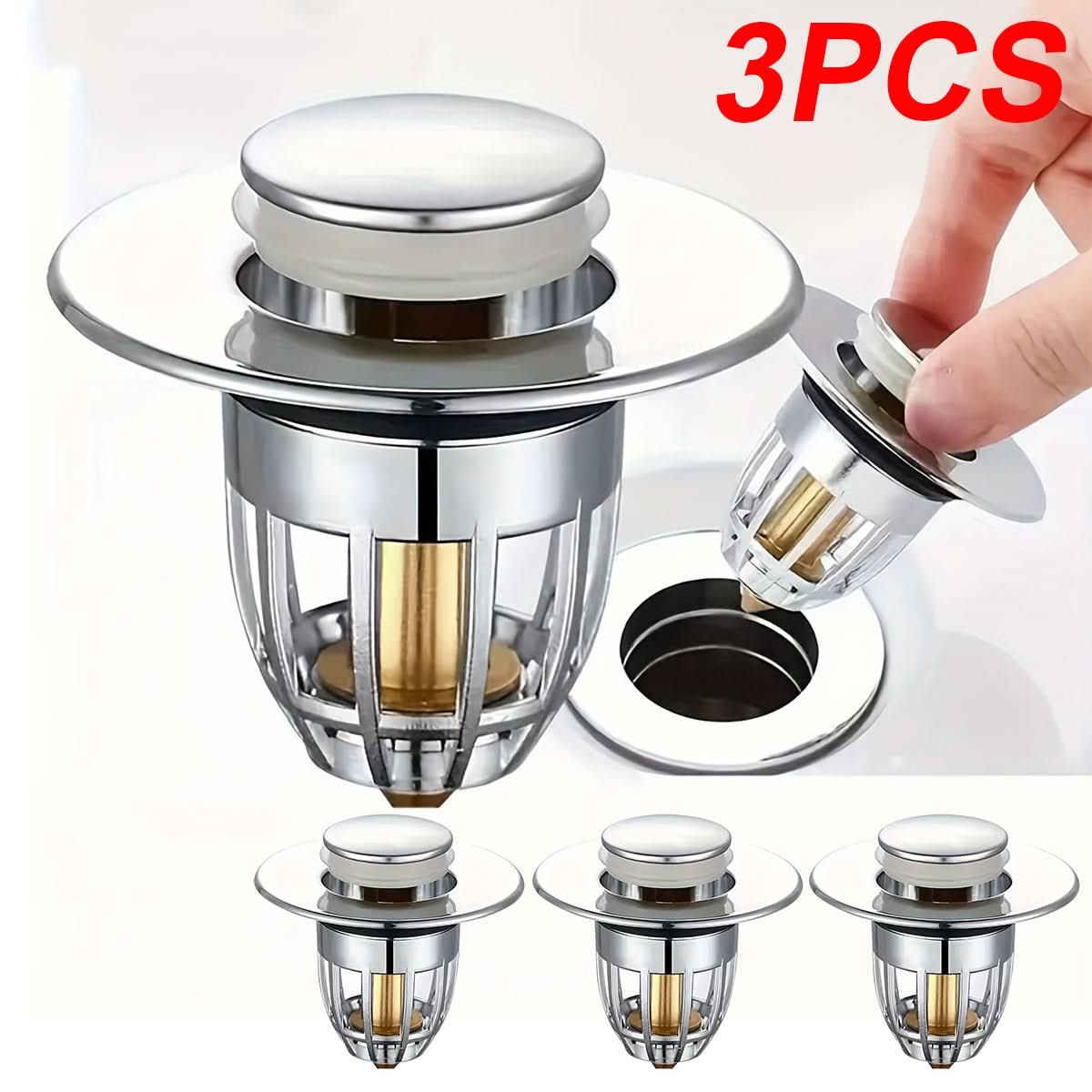 3-Piece Bathroom Sink Stopper Set