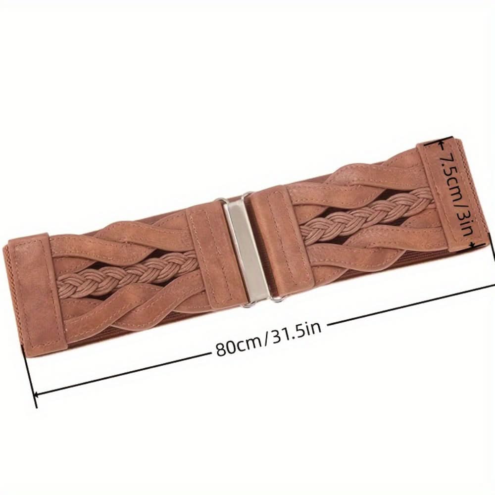 2Pcs Vintage Braided Elastic Wide Belts