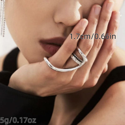 Geometric Two-Finger Gothic Copper Ring