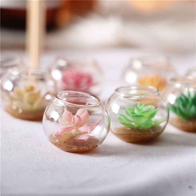 3 Mini Potted Bonsai Models – Crystal-Clear Artificial Plants