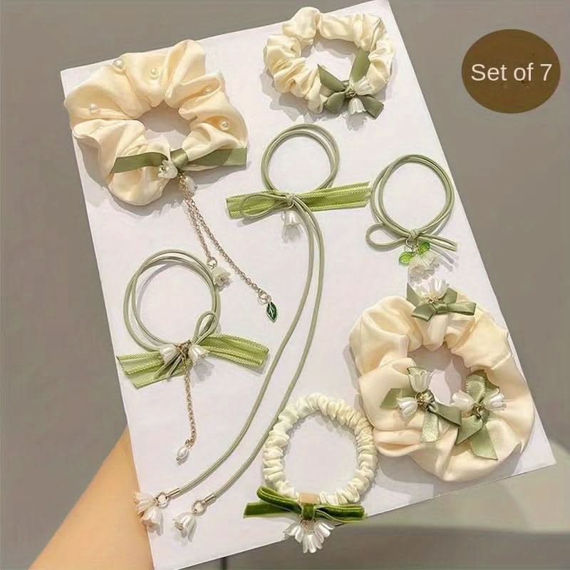 7pcs Lily Flower Elastic Hair Ties Set