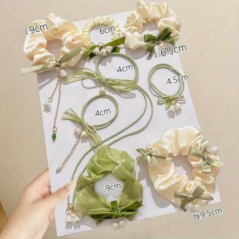 7pcs Lily Flower Elastic Hair Ties Set