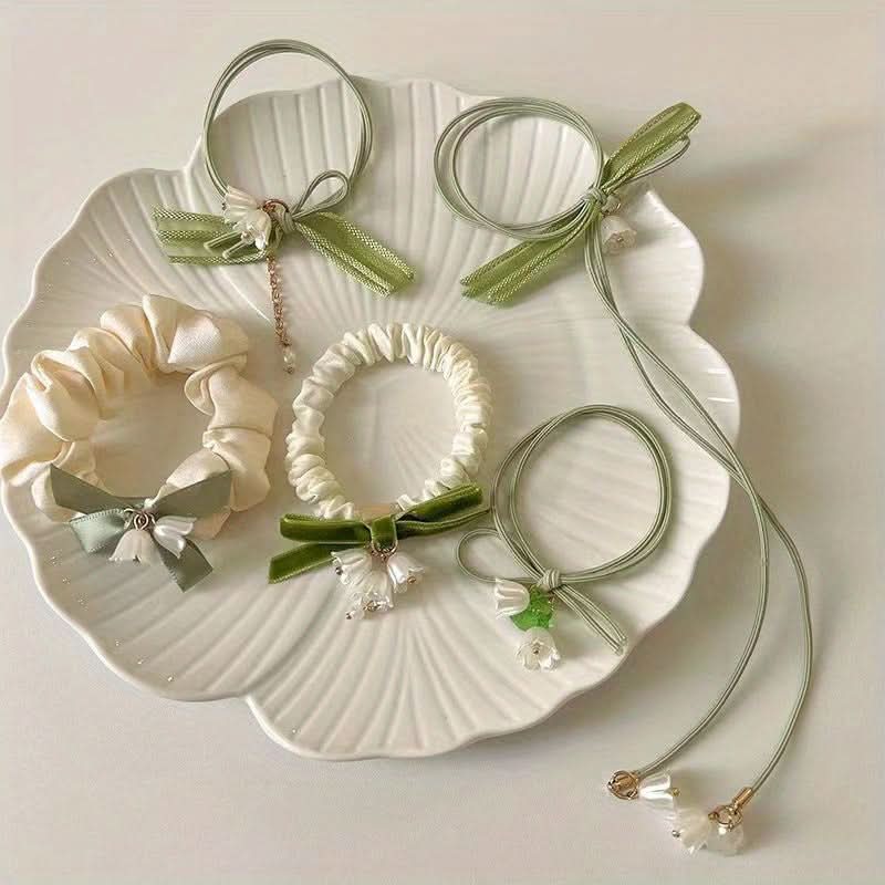 7pcs Lily Flower Elastic Hair Ties Set
