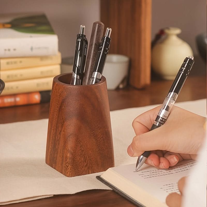 Walnut Wooden Desk Organizer Holder