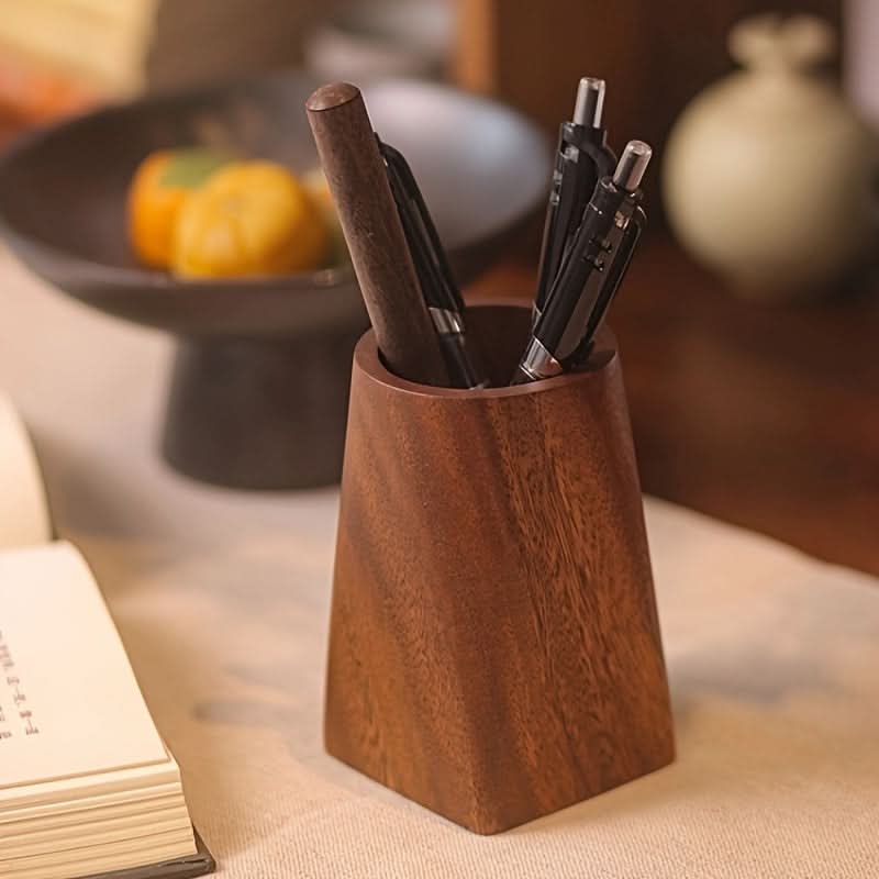 Walnut Wooden Desk Organizer Holder