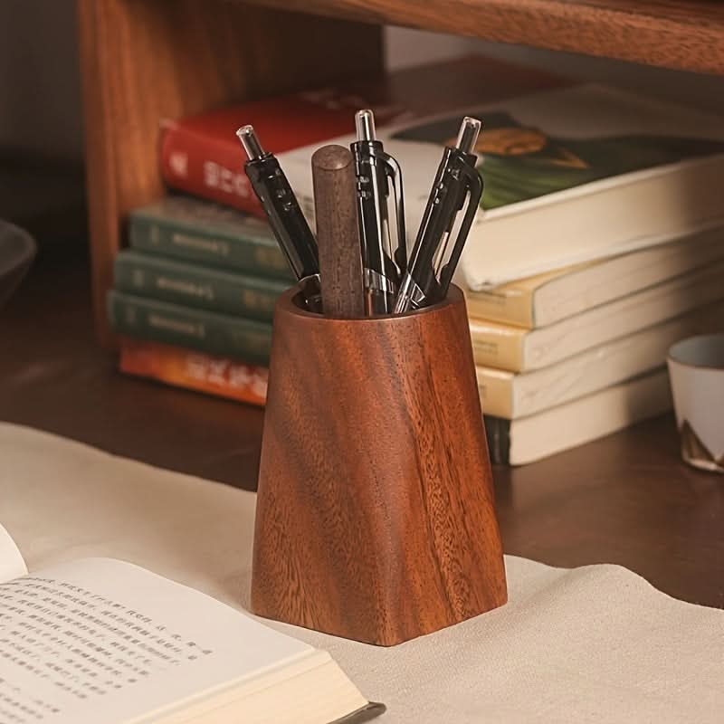 Walnut Wooden Desk Organizer Holder