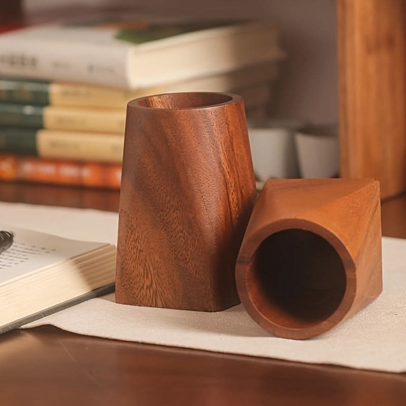 Walnut Wooden Desk Organizer Holder