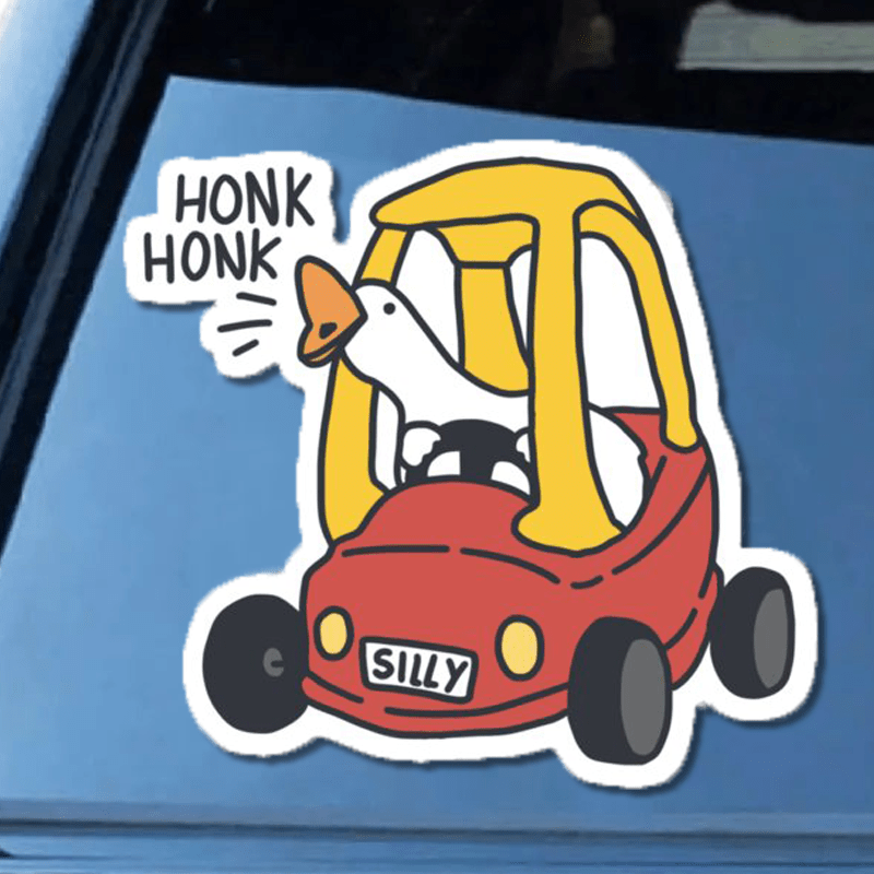 Funny Goose Anime Car Sticker – Glossy Acrylic Decal