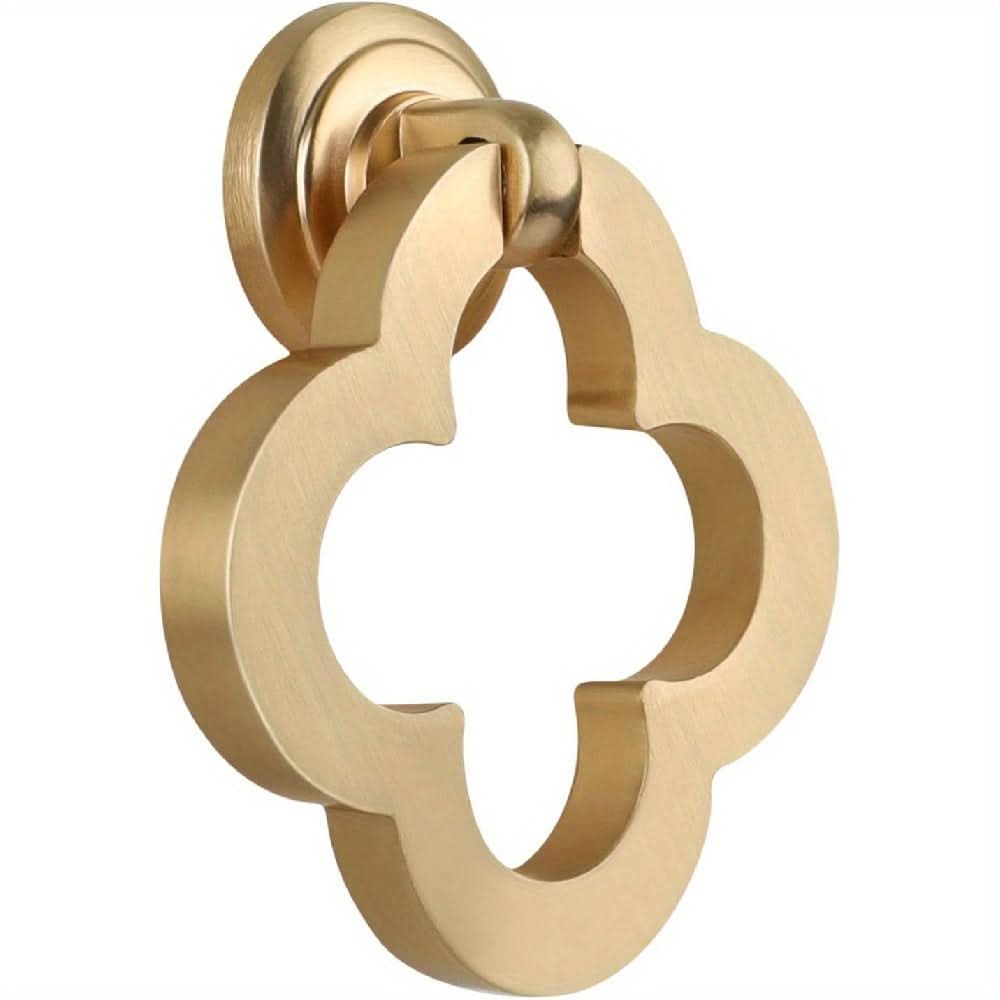 6-Pack Gold Flower Pendant Drawer Pulls – Zinc Alloy Brushed Brass Ring Handles
