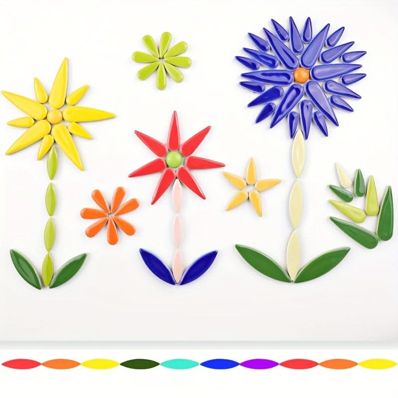 100g Pack of Vibrant Ceramic Mosaic Tiles – Droplet-Shaped, Handmade