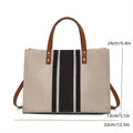 Striped Canvas Tote Bag for Women