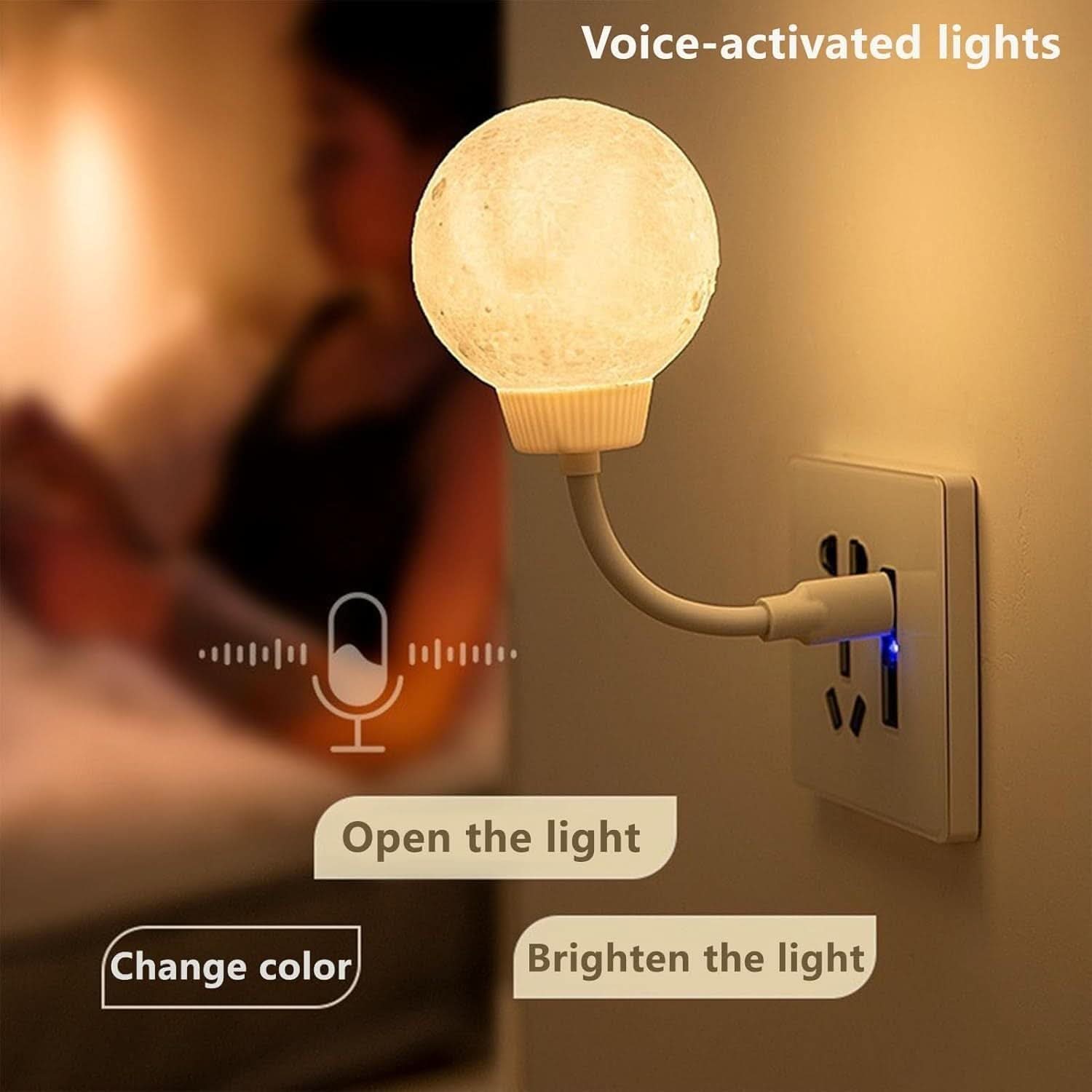 Moon Night Light with Voice-Activated LED