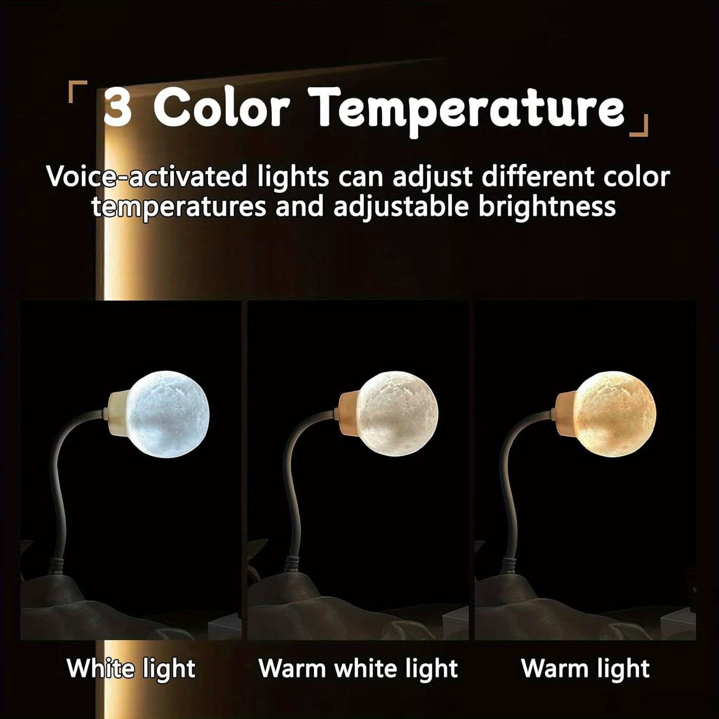 Moon Night Light with Voice-Activated LED