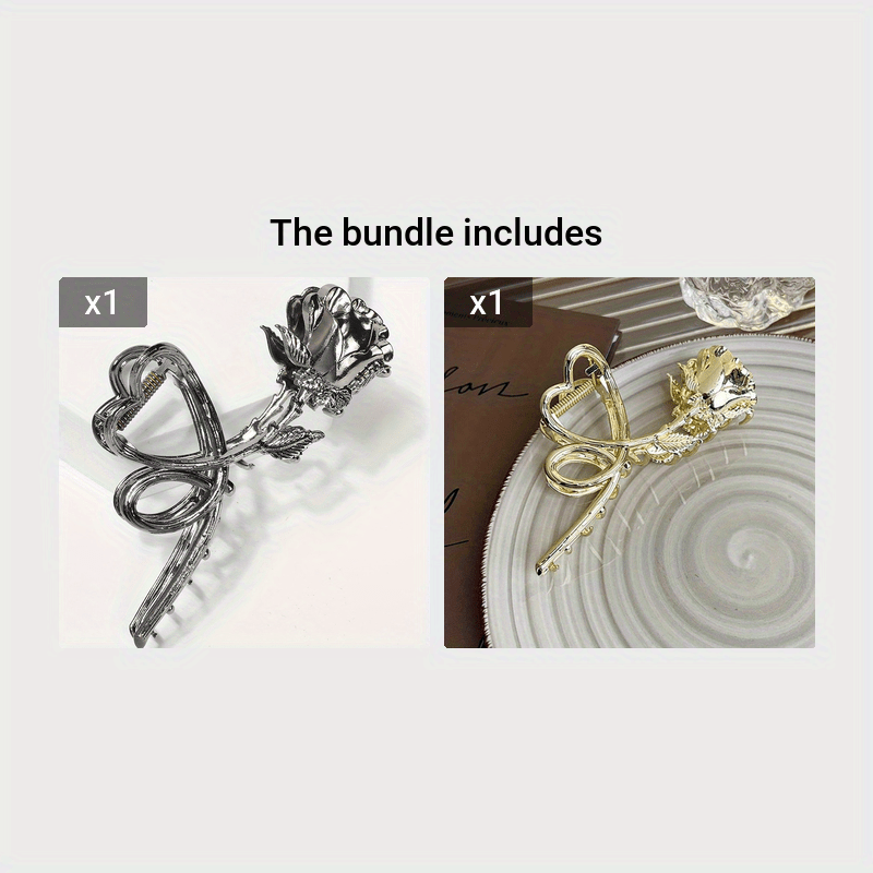Rose Flower Hair Claw Clip for Thick Hair