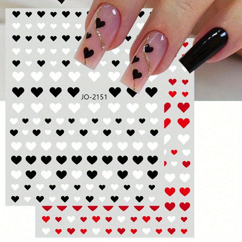 4-Piece Glossy Black & Red Press-On Nails – French Tip Nail Stickers, Easy DIY Manicure