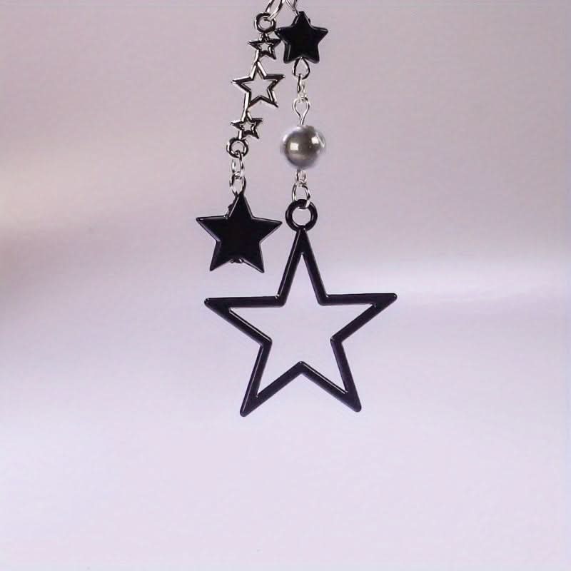 Black Star Phone Charm Strap with Pearl Accent