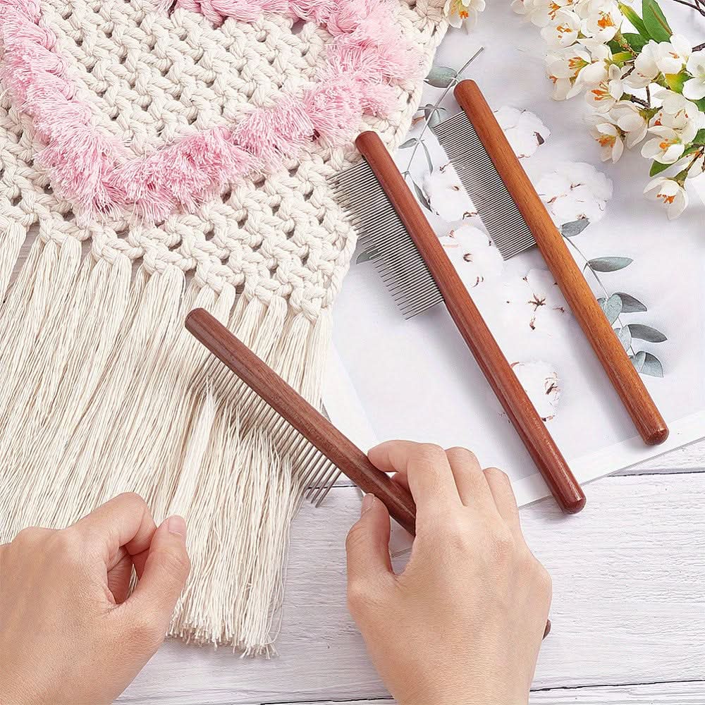 3-Piece Pet Grooming Wooden Comb Set