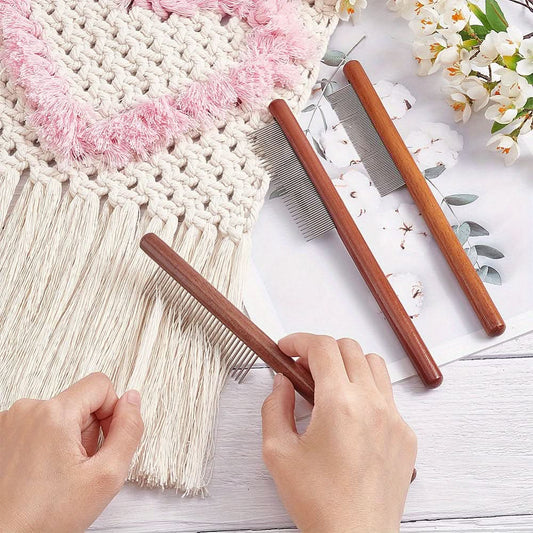 3-Piece Pet Grooming Wooden Comb Set