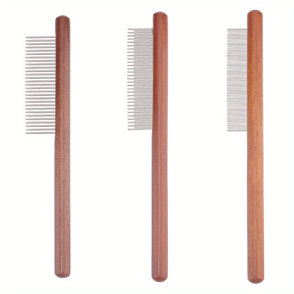 3-Piece Pet Grooming Wooden Comb Set