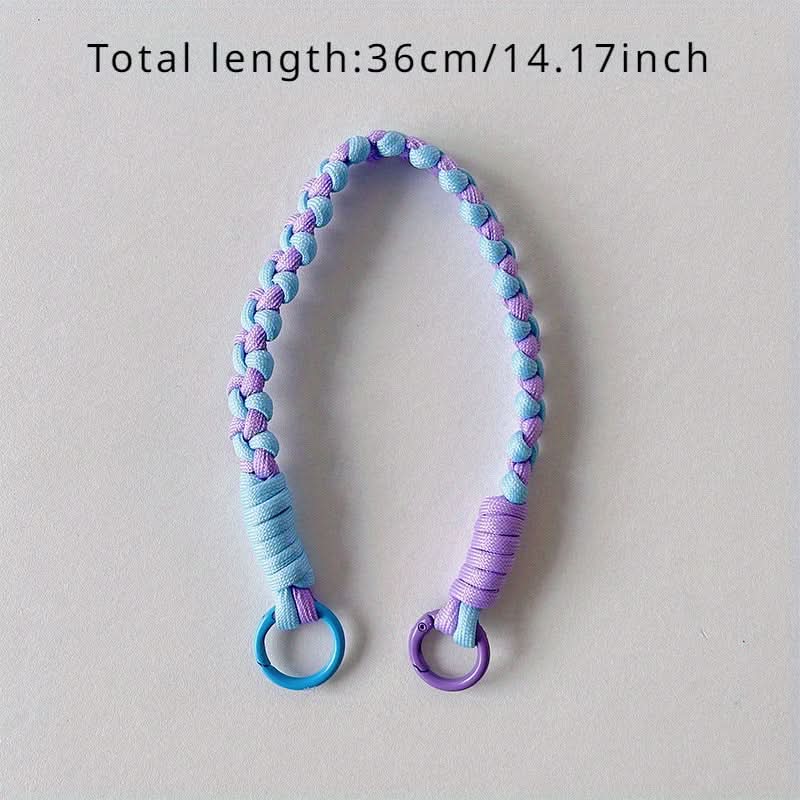 Creative Hand-Woven Color-Block Mobile Phone Lanyard with Universal Clip
