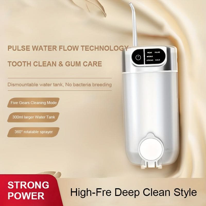 Portable Water Dental Flosser – 3 Modes, 4 Nozzles