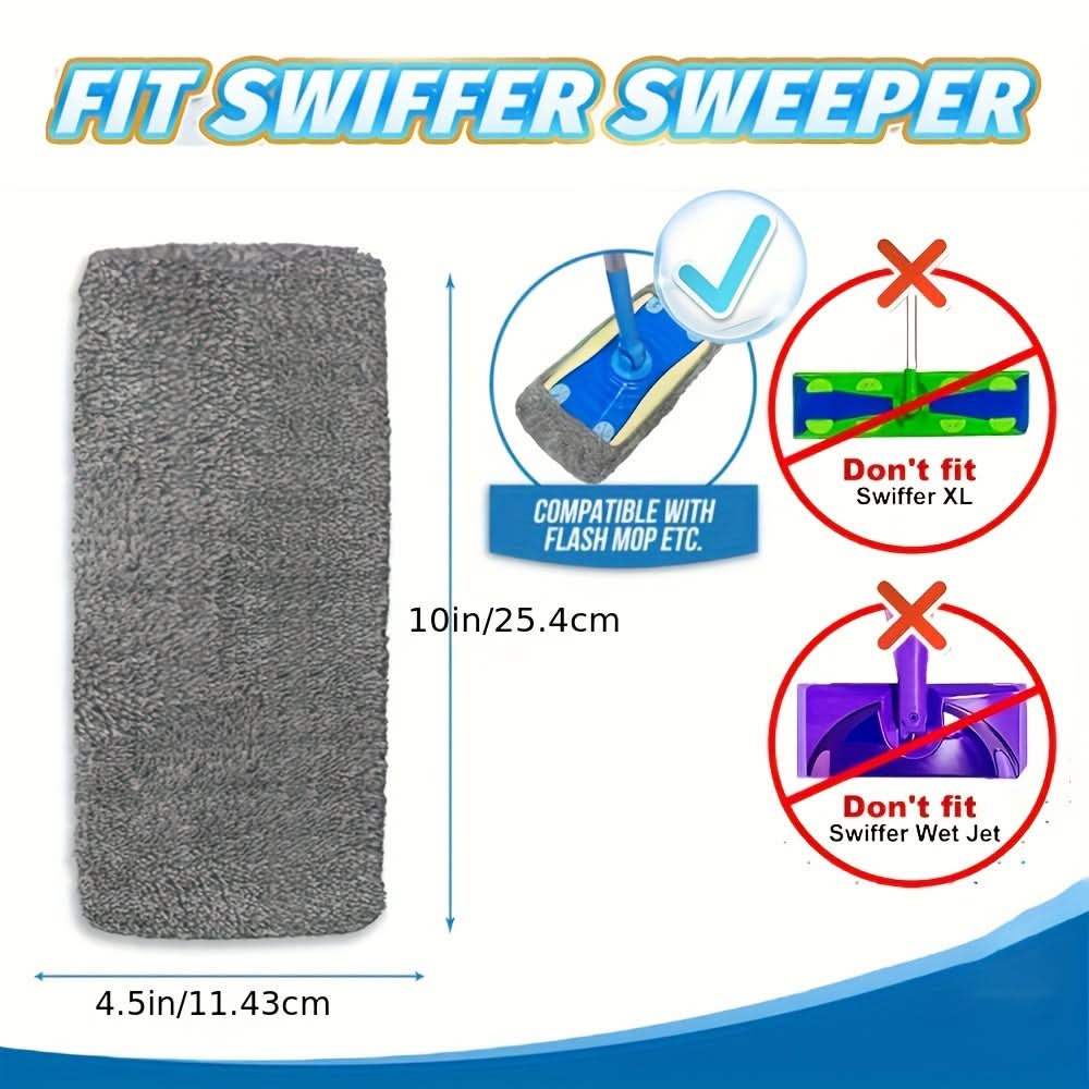 4-Pack Reusable Microfiber Mop Pads for Floors