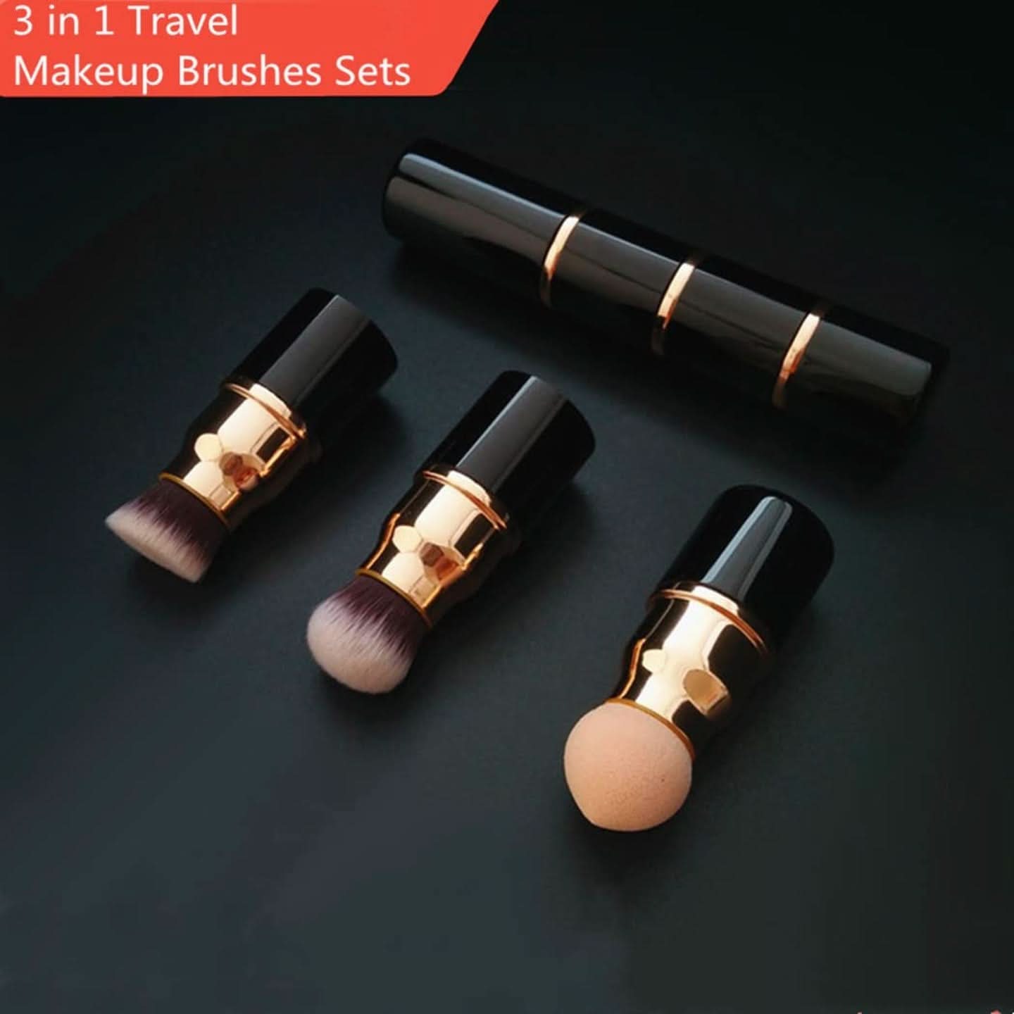 3-in-1 Professional Makeup Brush Set- Oil-Free Nylon Bristles