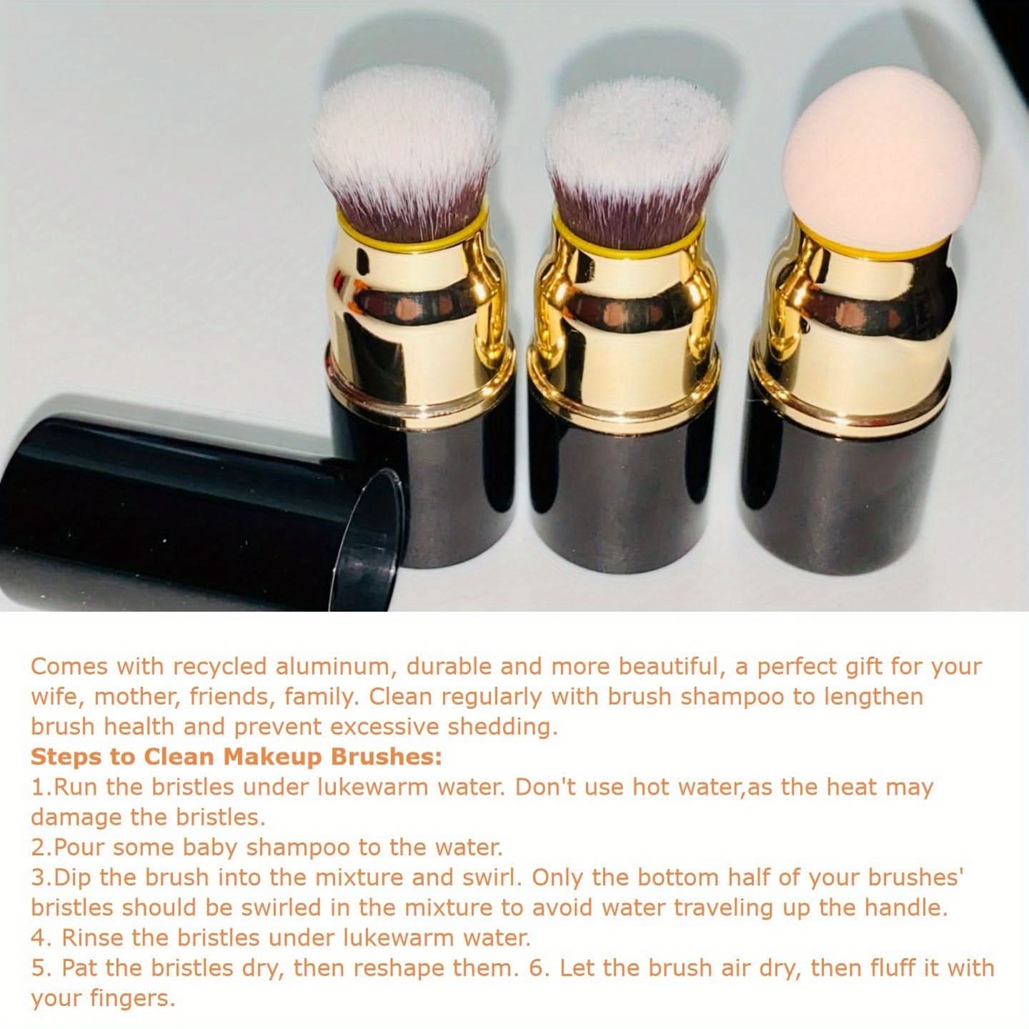 3-in-1 Professional Makeup Brush Set- Oil-Free Nylon Bristles