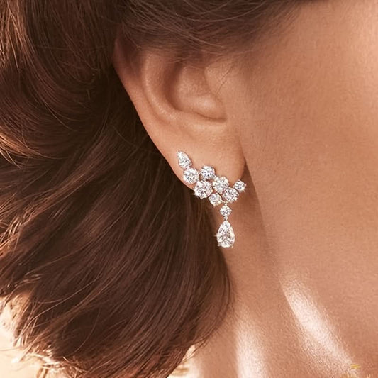 Elegant Water Drop Wings Moissanite Stud Earrings
