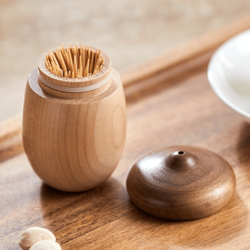 Black Walnut Wooden Toothpick Holder – Japanese Style