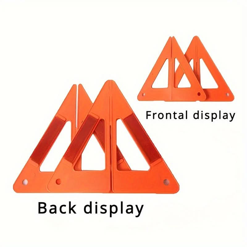 2pcs Reflective Car Safety Triangles - High-Visibility Durable PE Plastic