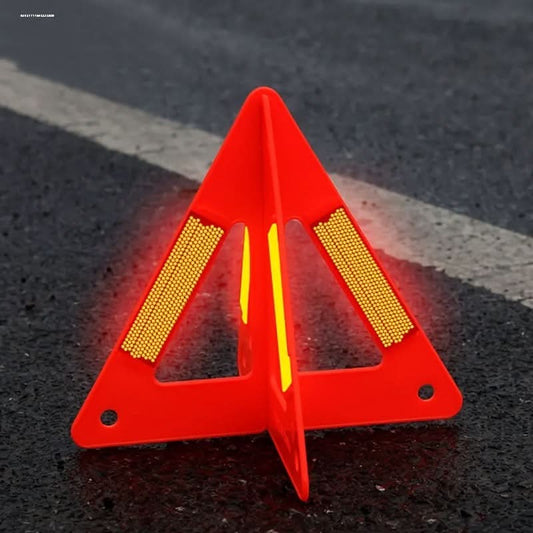 2pcs Reflective Car Safety Triangles - High-Visibility Durable PE Plastic